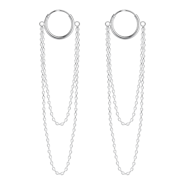 Wholesale Silver Chain Charm Hoop Earrings