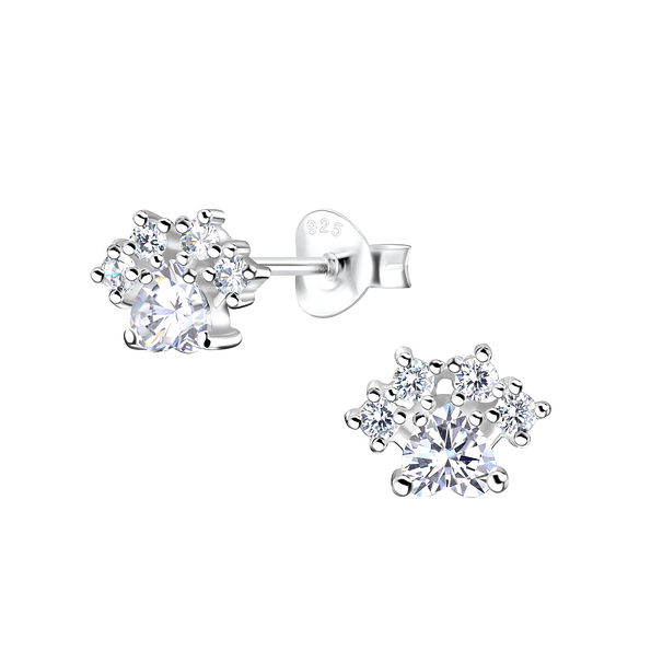 Wholesale Silver Paw Print Stud Earrings