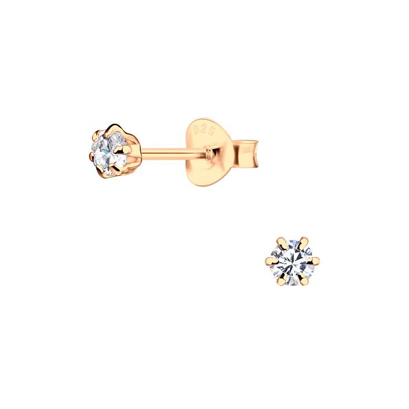 Wholesale 3mm Round Cubic Zirconia Silver Stud Earrings