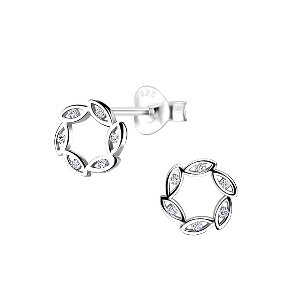 Wholesale Silver Wreath Stud Earrings