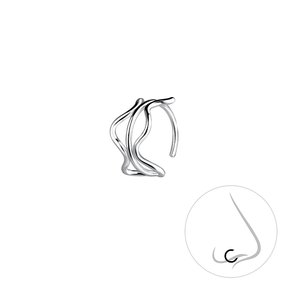 Wholesale 10mm Silver Wave Nose Ring - Pack of 5