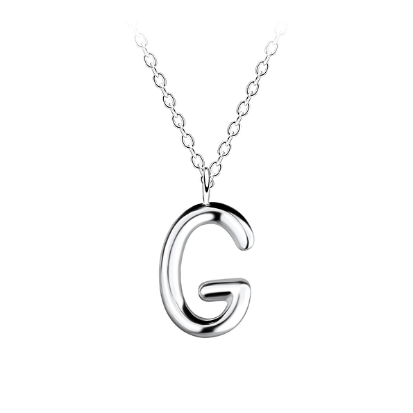 925 Silver Jewelry | Silver Letter G Necklace - 18630