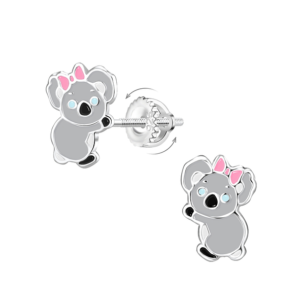 Wholesale Silver Koala Screw Back Earrings