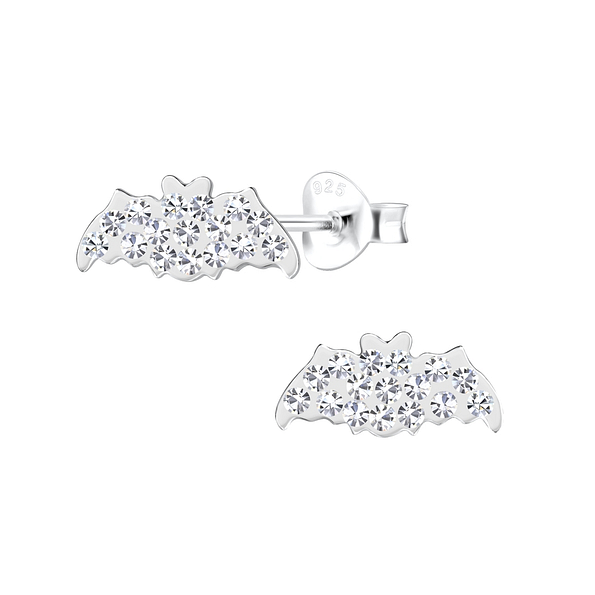 Wholesale Silver Bat Crystal Stud Earrings
