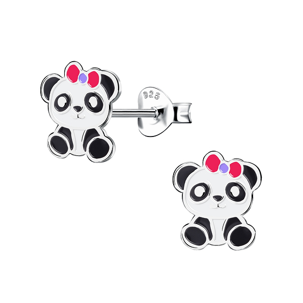 Wholesale Silver Panda Stud Earrings