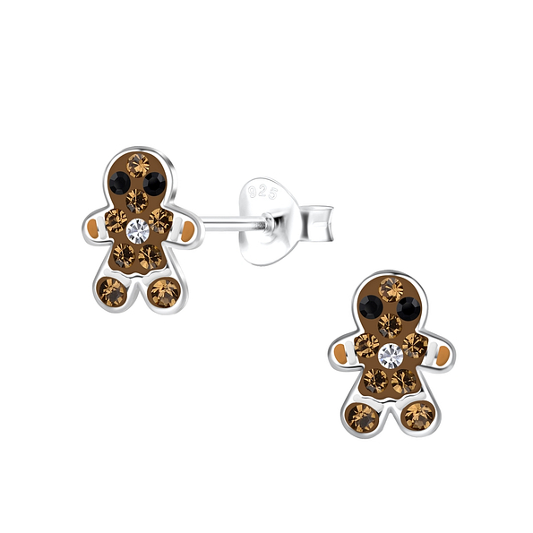 Wholesale Silver Gingerbread Stud Earrings