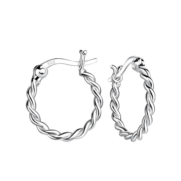 Wholesale 12mm Silver Twisted French Lock Hoop Earrings
