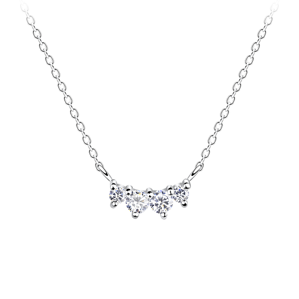 Wholesale Silver Four Stones Necklace