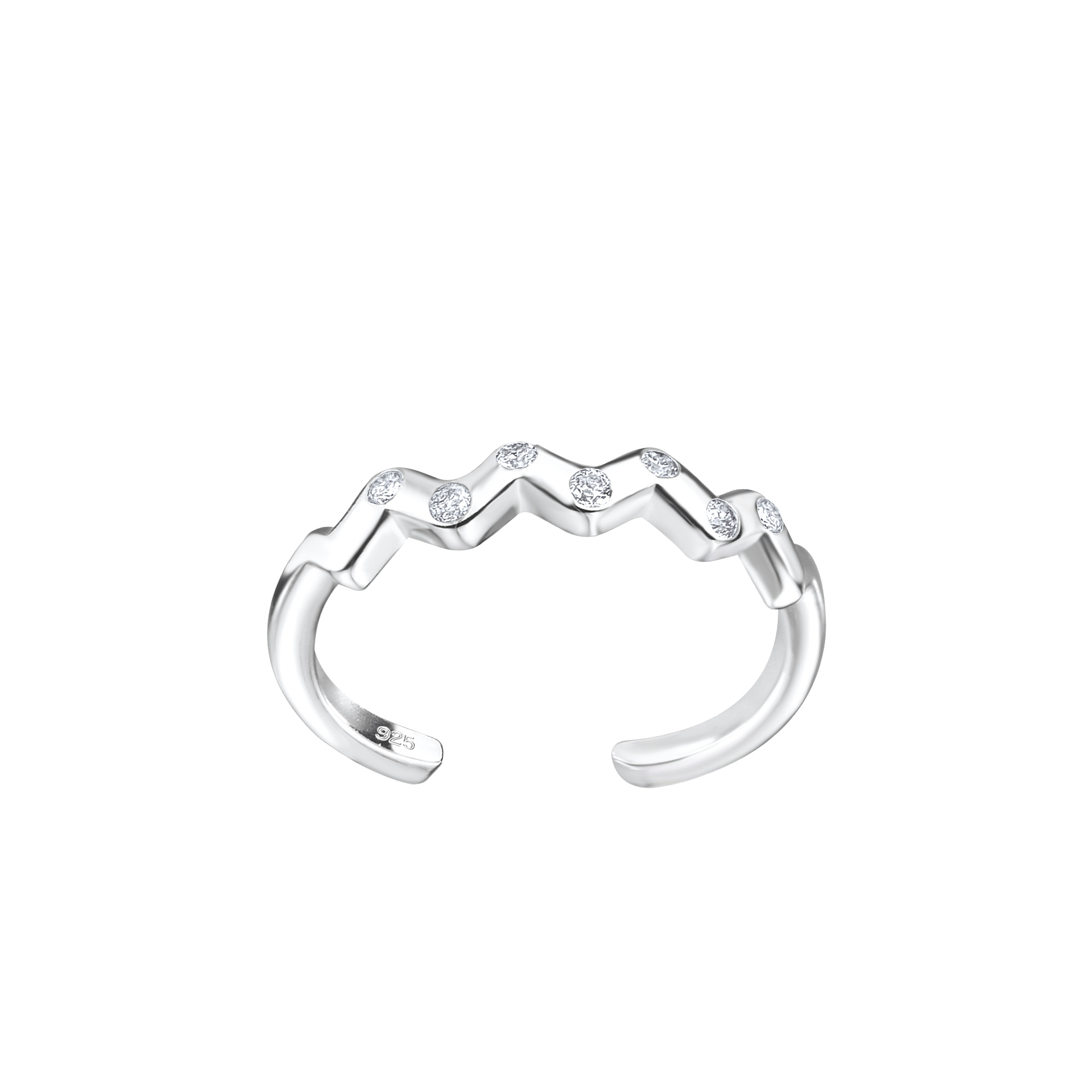 925 Silver Jewelry | Silver Zig Zag Toe Ring - 8141