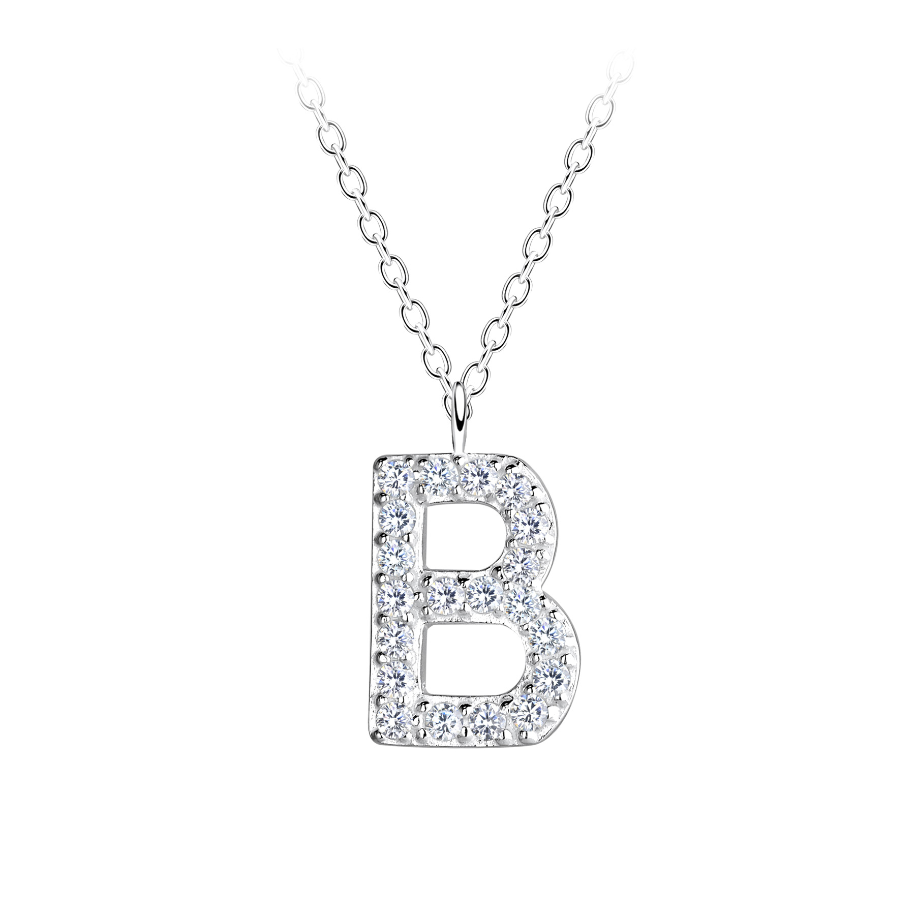 925 Silver Jewelry Silver Letter B Necklace 18897