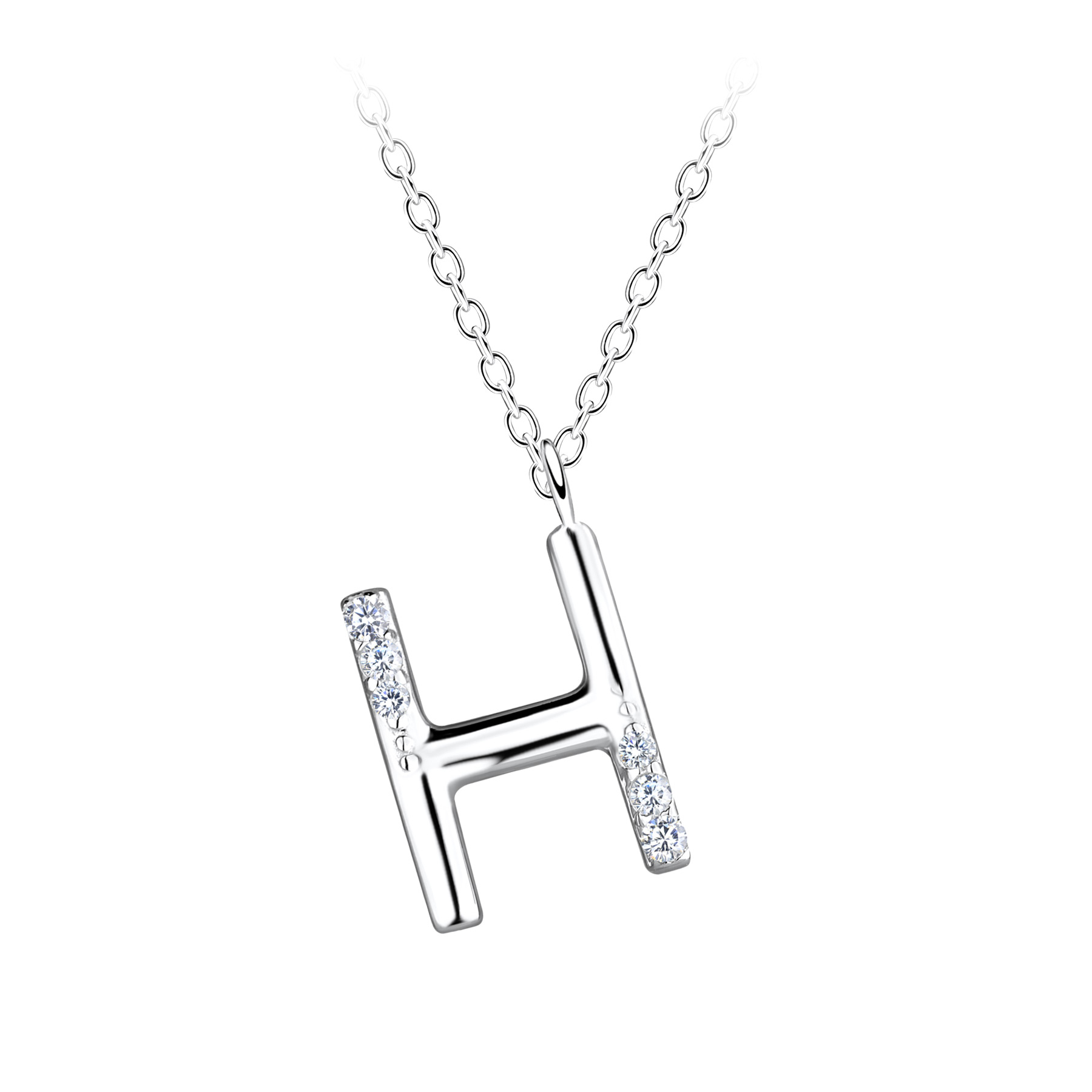 925 Silver Jewelry Silver Letter H Necklace 19565
