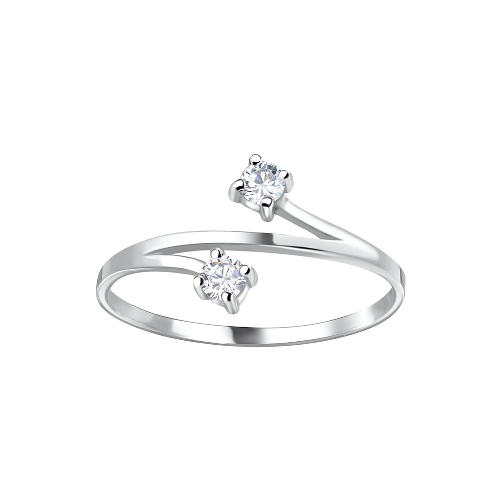 Silver Two Stone Silver Ring - 4062