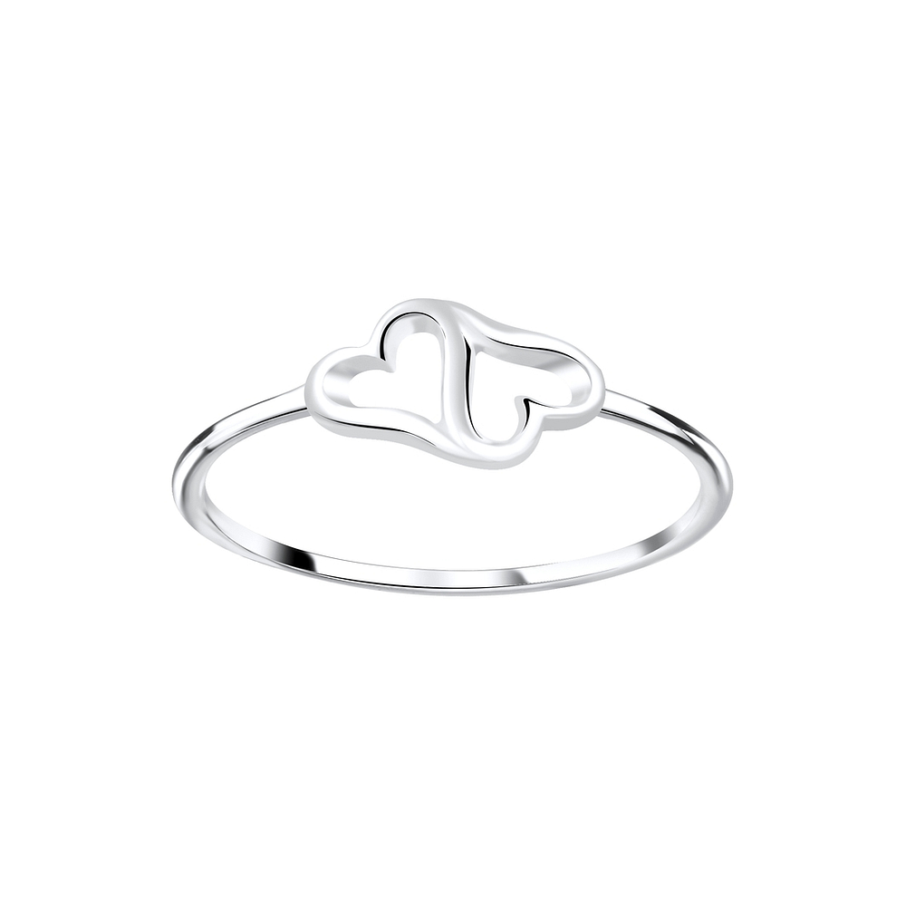 Silver Double Heart Ring - 6953