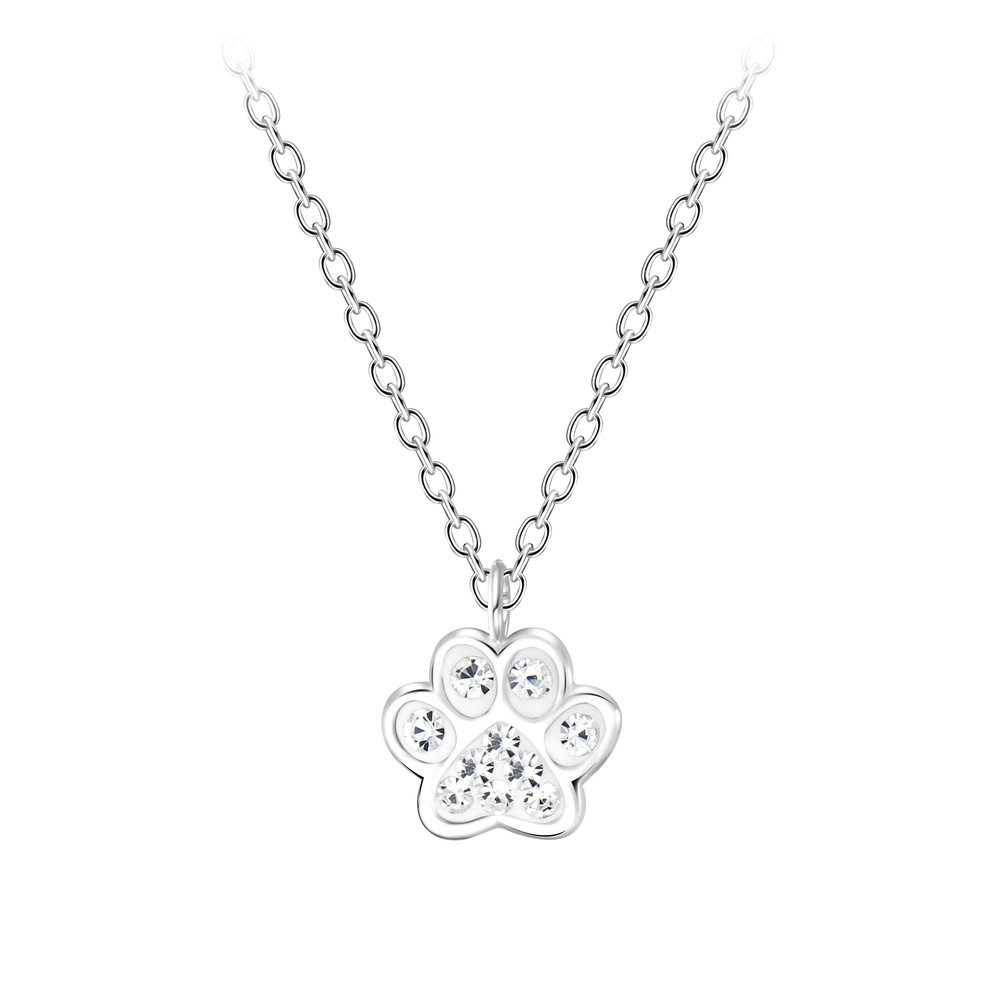 Silver Paw Print Necklace - 7196
