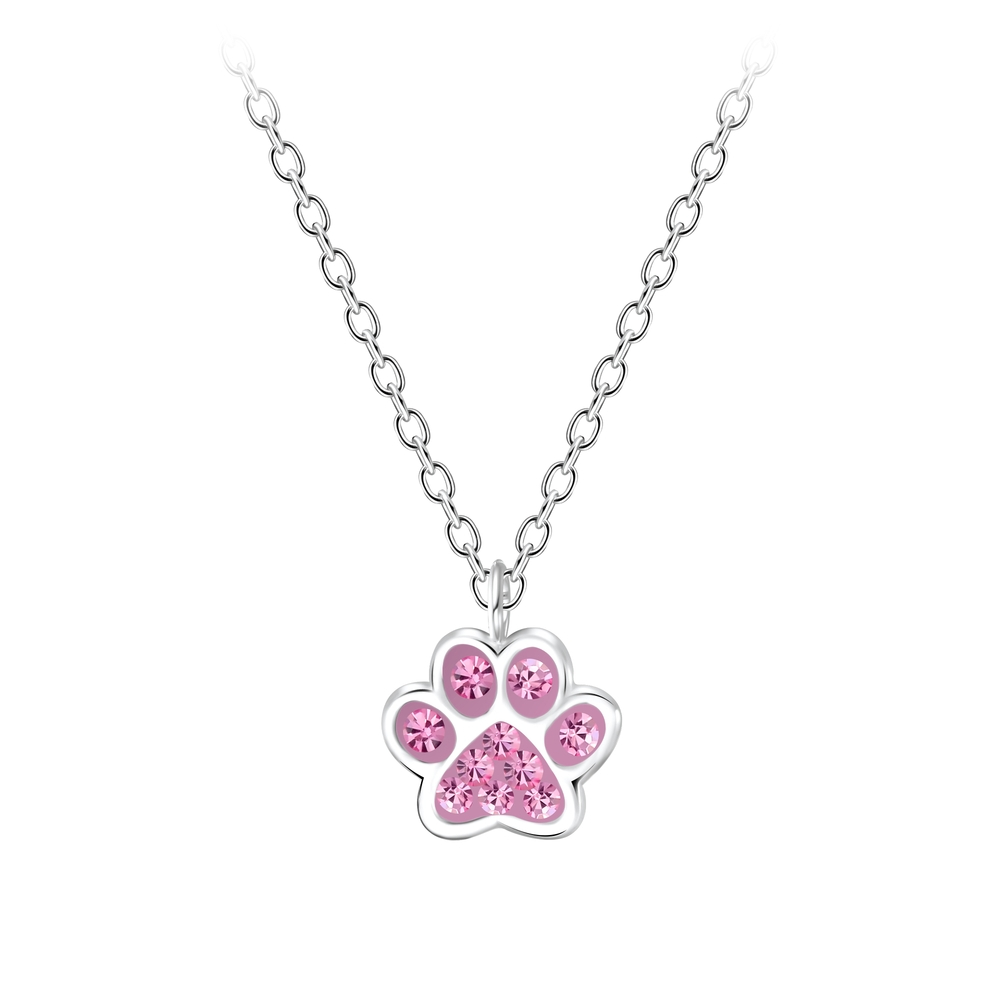 Silver Paw Print Necklace - 7196