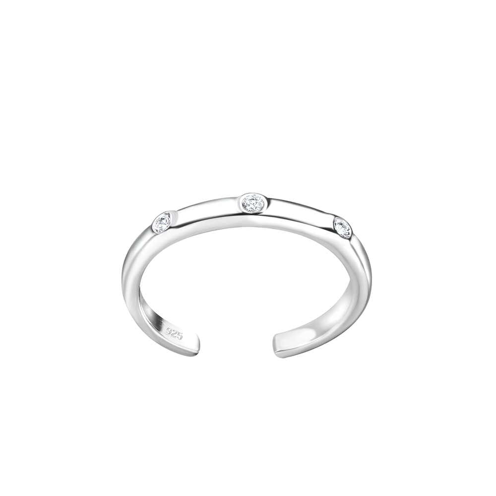 Silver Cubic Zirconia Toe Ring - 8135