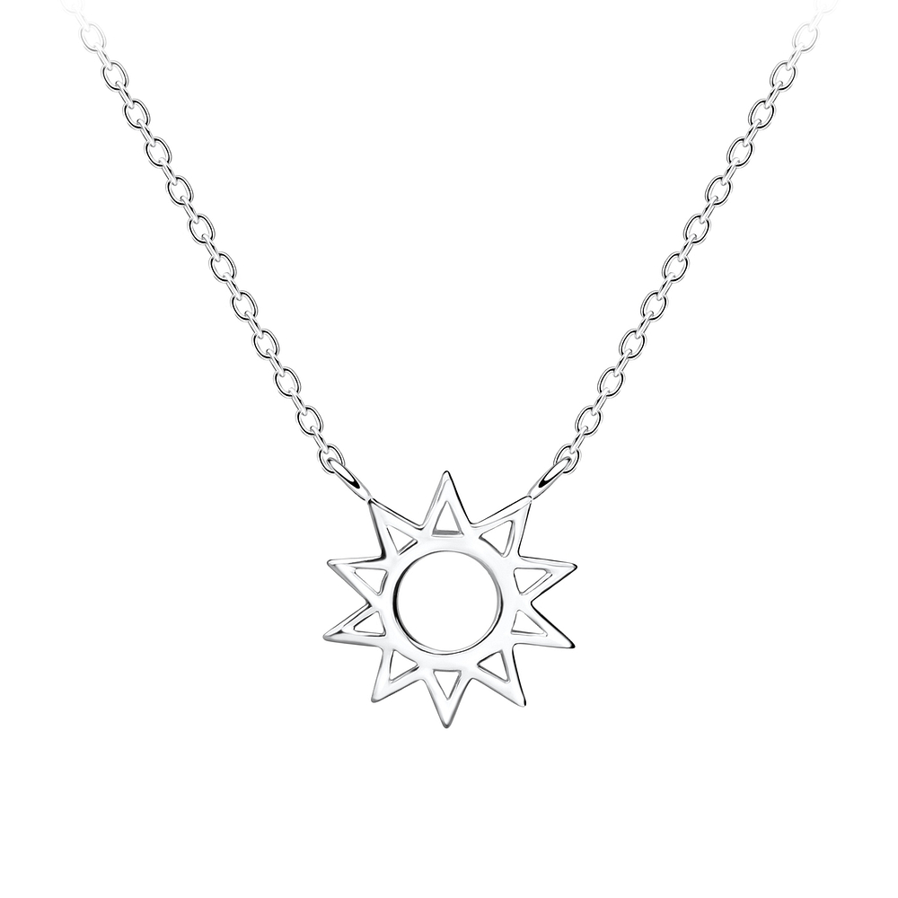 925 Silver Jewelry | Silver Sun Necklace - 12706