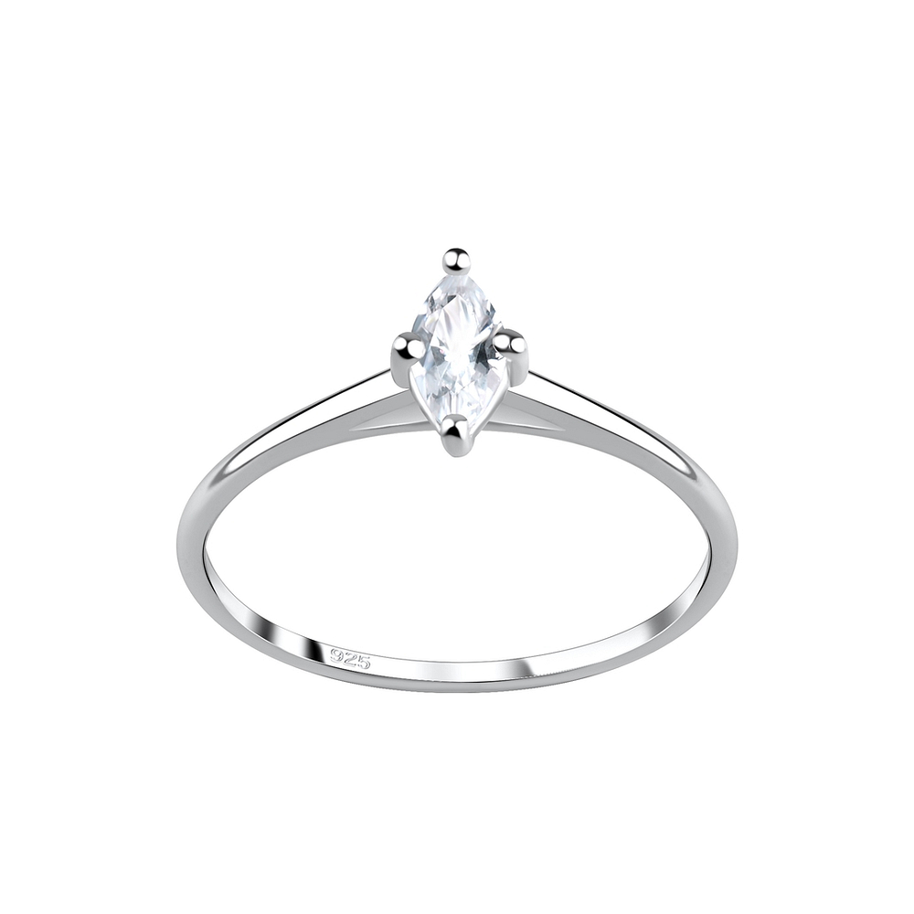 3X6mm Marquise Cubic Zirconia Silver Ring - 17374