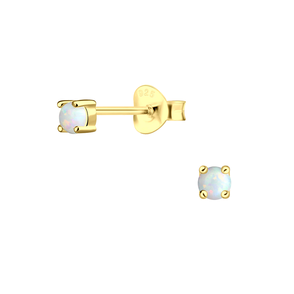 3mm Opal Silver Stud Earrings - 18337