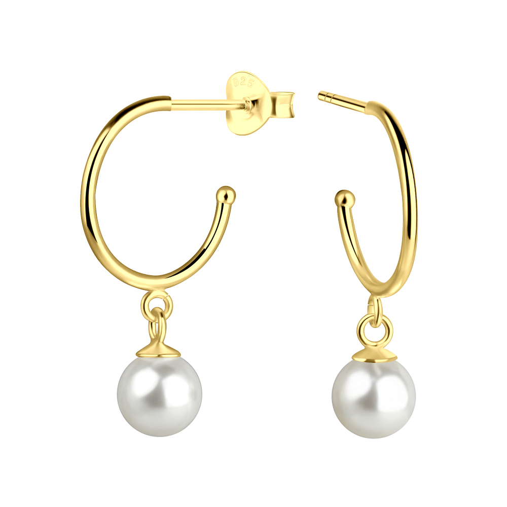 6mm Pearl Silver Stud Earrings - 18854