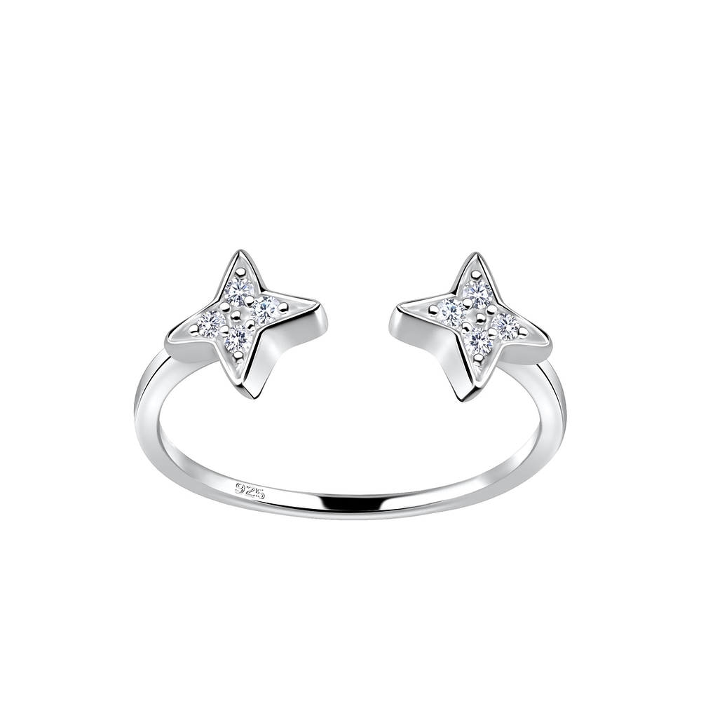 Silver Opened Star Ring - 19244