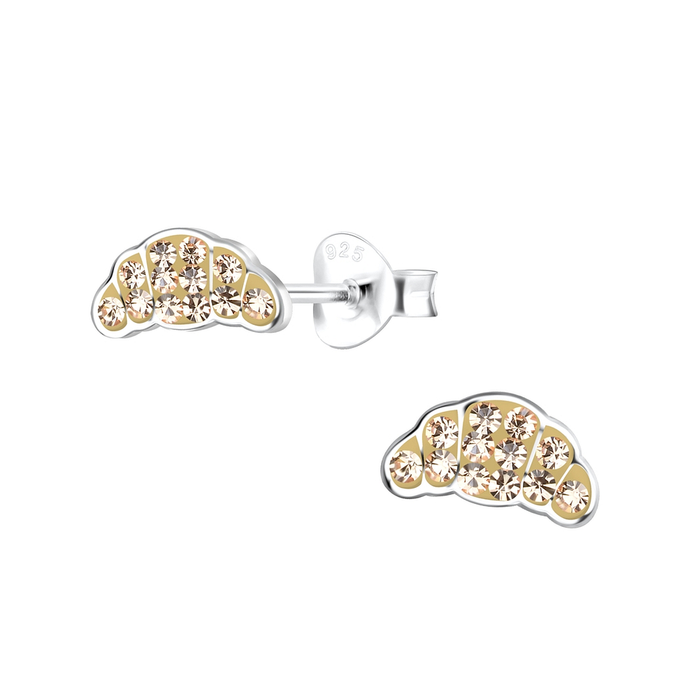 Silver Croissants Stud Earrings - 18697