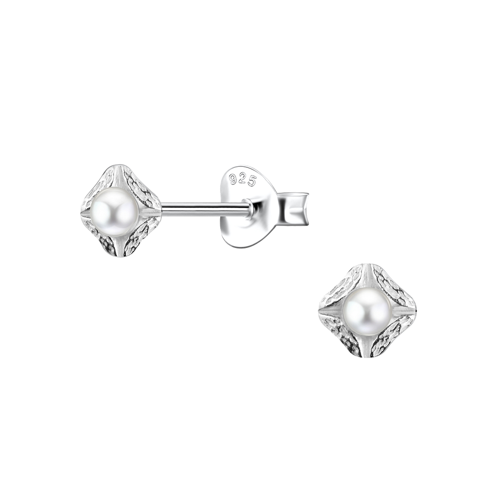 Silver Geometric Stud Earrings - 23301