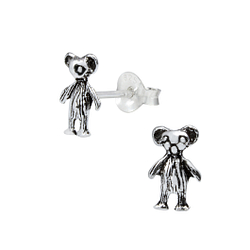Silver Bear Stud Earrings - 1020
