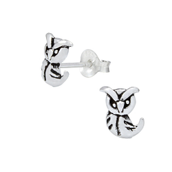 Silver Owl Stud Earrings - 1027