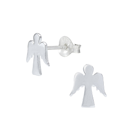 Silver Angel Stud Earrings - 1047