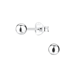 4mm Silver Ball Stud Earrings - 1730