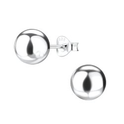 8mm Silver Ball Stud Earrings - 1712
