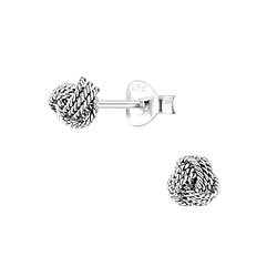 5mm Silver Knot Stud Earrings - 1123