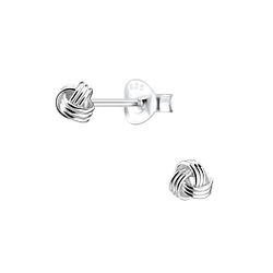 4mm Silver Knot Stud Earrings - 4876