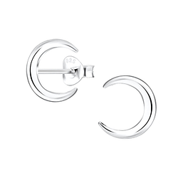 Silver Crescent Moon Stud Earrings - 1143 Silver Crescent Moon Stud Earrings - 1143