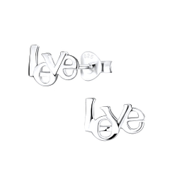 Silver Love Stud Earrings - 1064