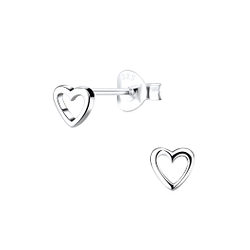 Silver Heart Stud Earrings - 1158