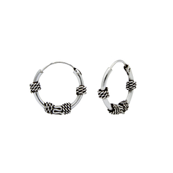 12mm Silver Bali Hoops - 1479