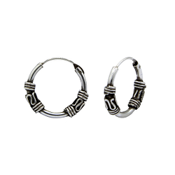 12mm Silver Bali Hoops - 1484