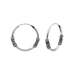 16mm Silver Bali Hoops - 1486