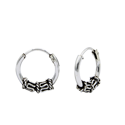 10mm Silver Bali Hoops - 1489