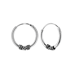 14mm Silver Bali Hoops - 1497