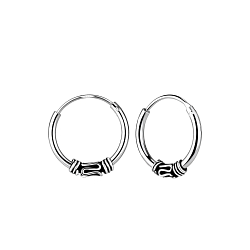 12mm Silver Bali Hoop Earrings - 5450