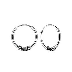 14mm Silver Bali Hoops - 1499