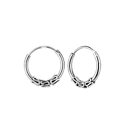 12mm Silver Bali Hoop Earrings - 8287