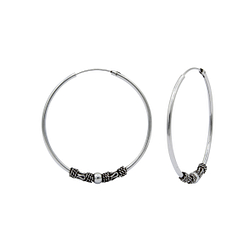 30mm Silver Bali Hoops - 1510