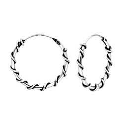 18mm Silver Bali Hoops - 1515