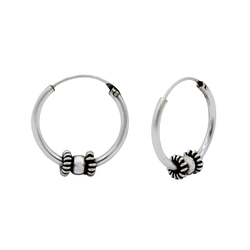 14mm Silver Bali Hoops - 1516