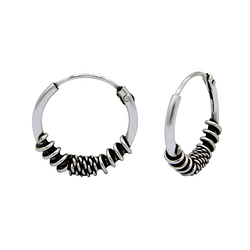 12mm Silver Bali Hoops - 1519
