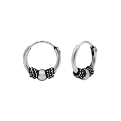 10mm Silver Bali Hoops - 1526